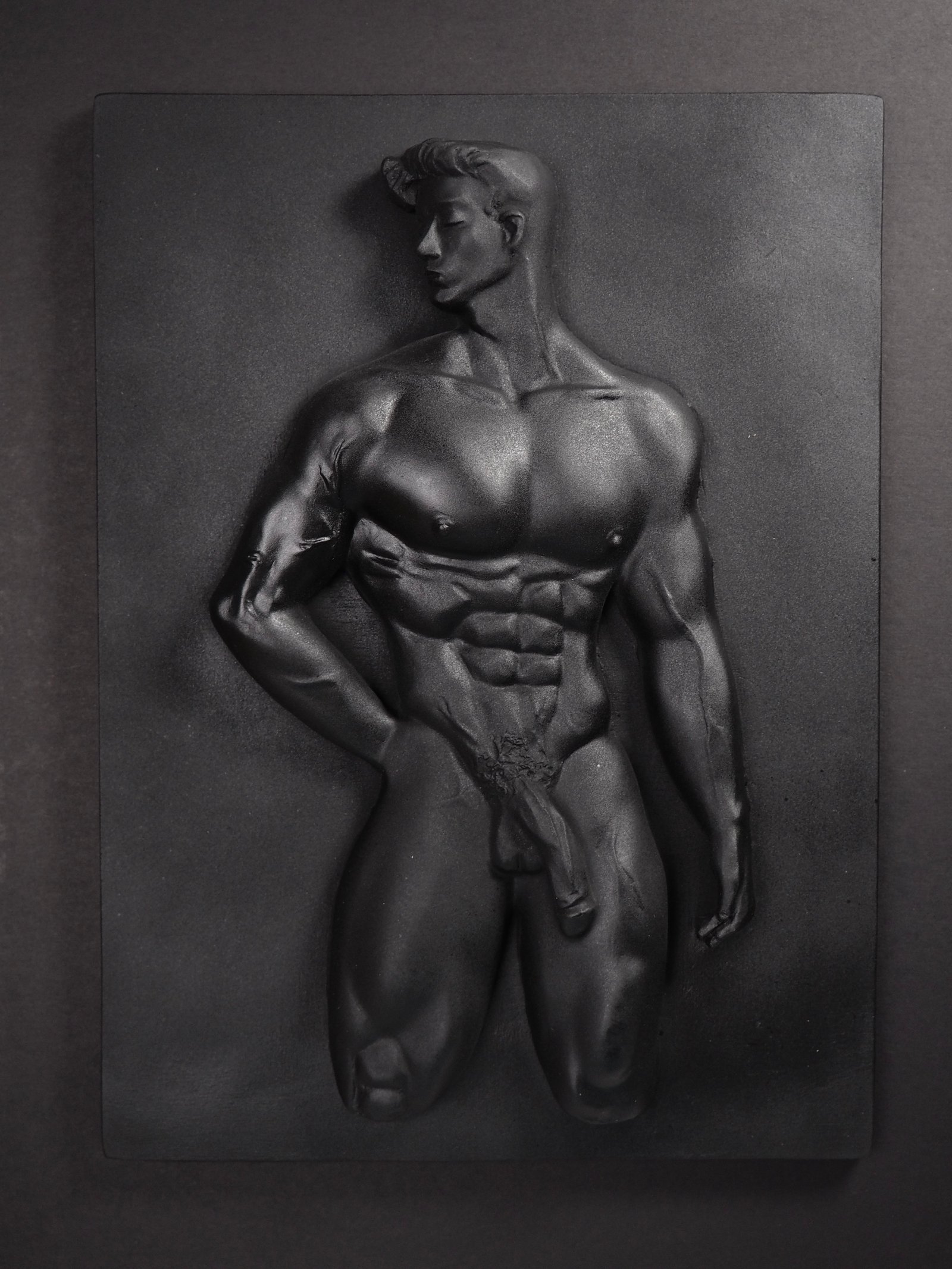 Quiet Dominion pure black framed wall relief by MASOMA