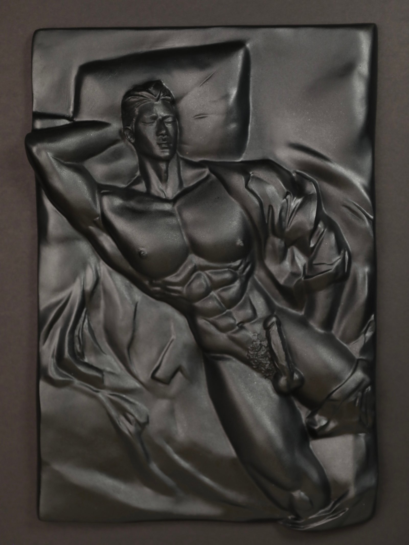 Gilded Threshold pure black framed wall relief by MASOMA