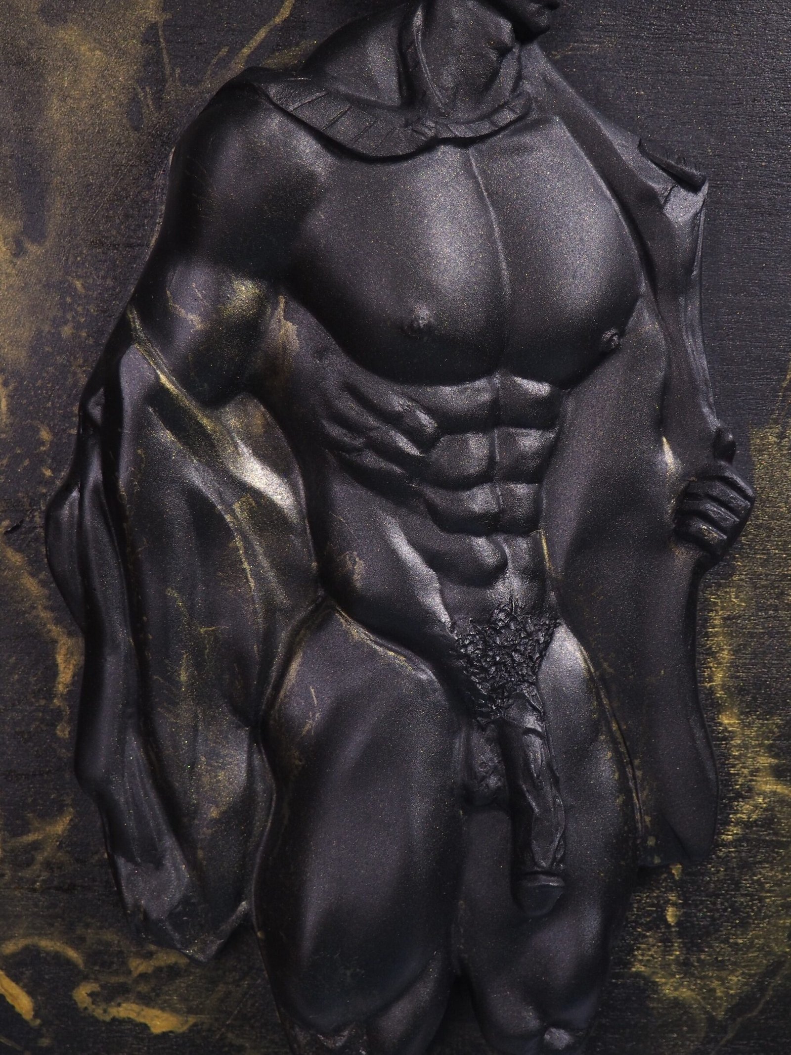 Detail view of Beneath the Rank Gold Splash resin sculpture