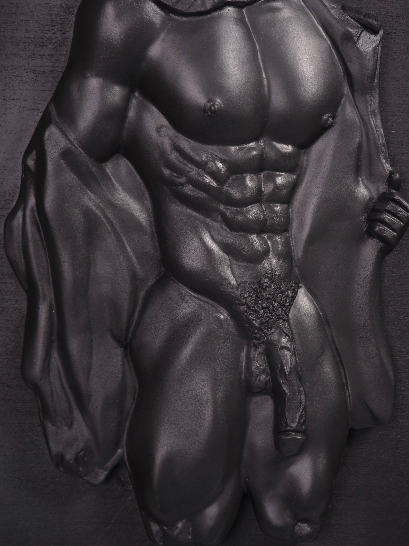 Detail view of Beneath the Rank Pure Black resin sculpture
