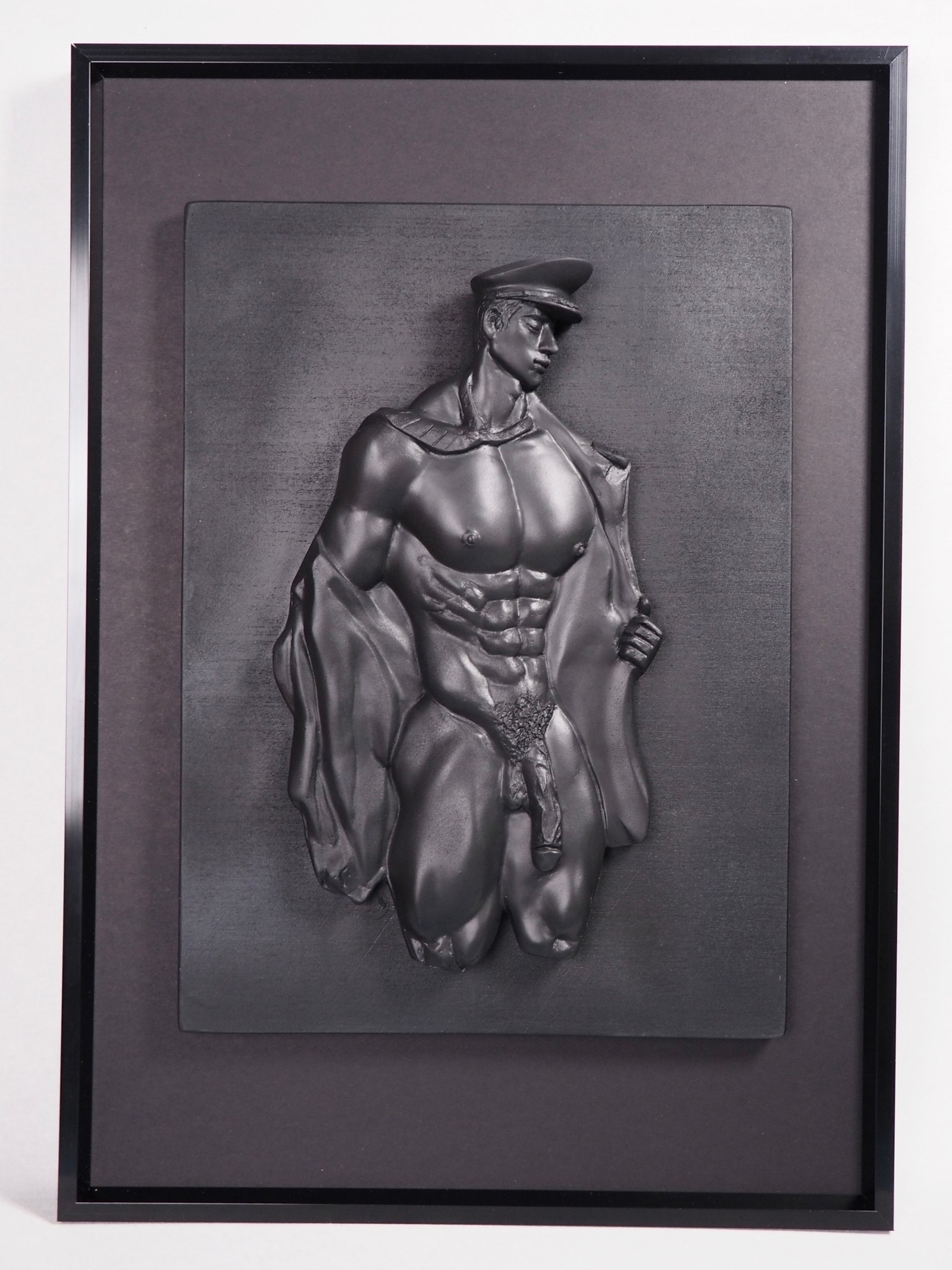 Detail view of Beneath the Rank Pure Black resin sculpture