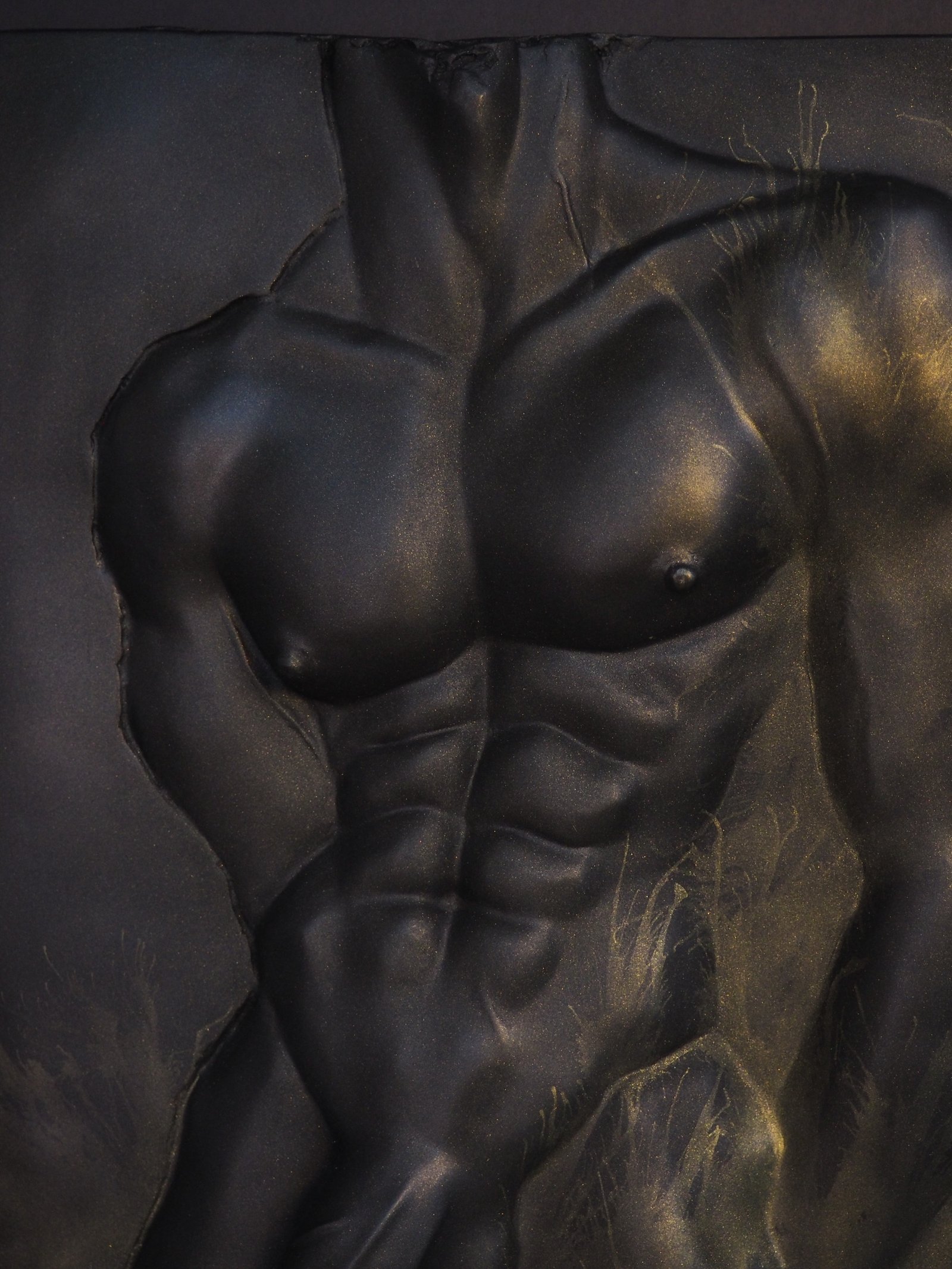 Detail view of Beyond Measure Gold Splash resin sculpture
