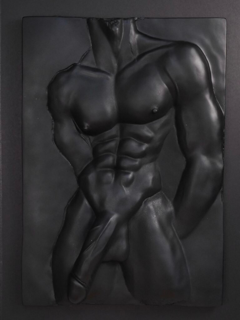 Beyond Measure framed male torso wall relief by MASOMA