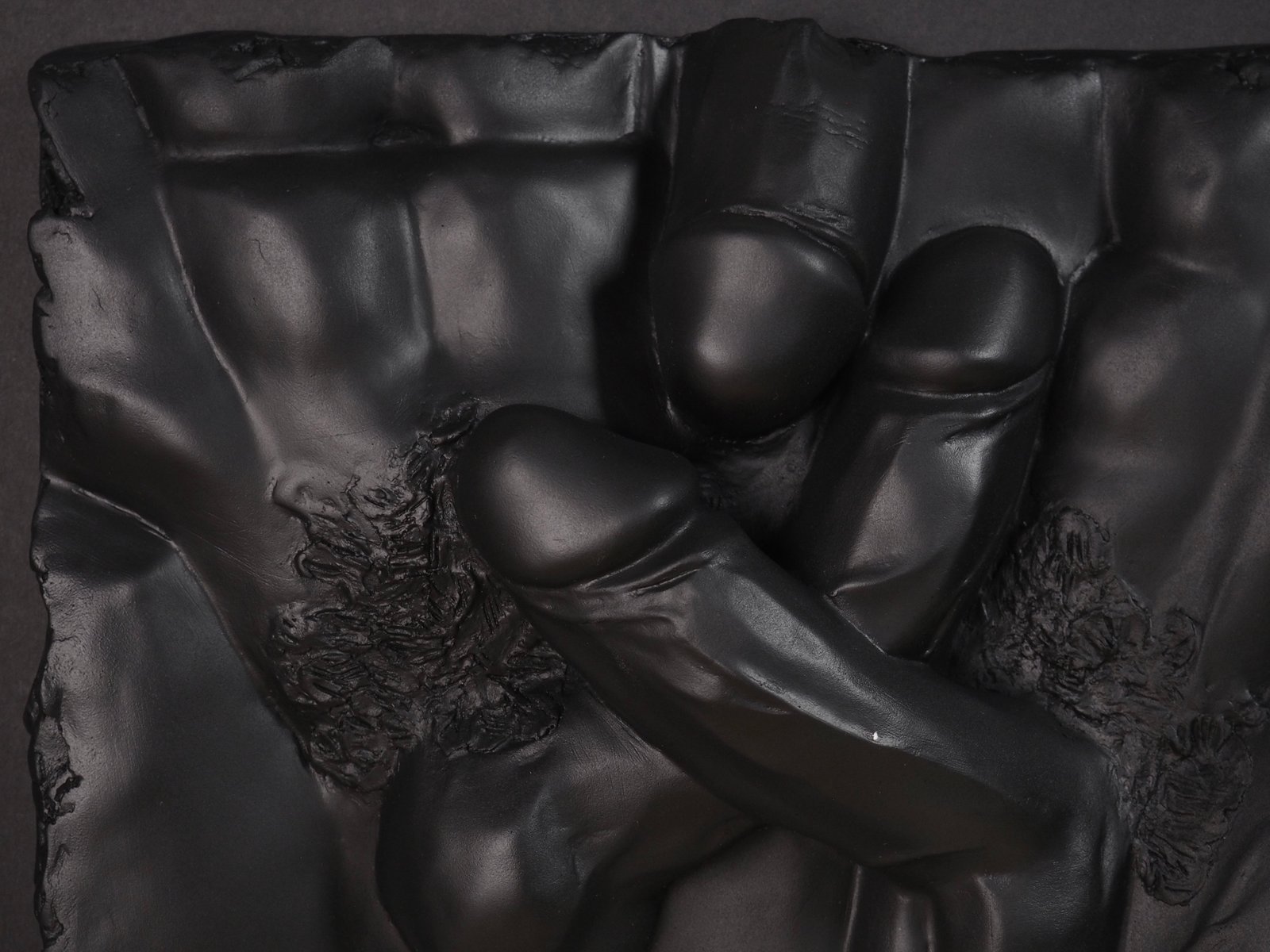 Detail view of Entwined Pure Black resin sculpture