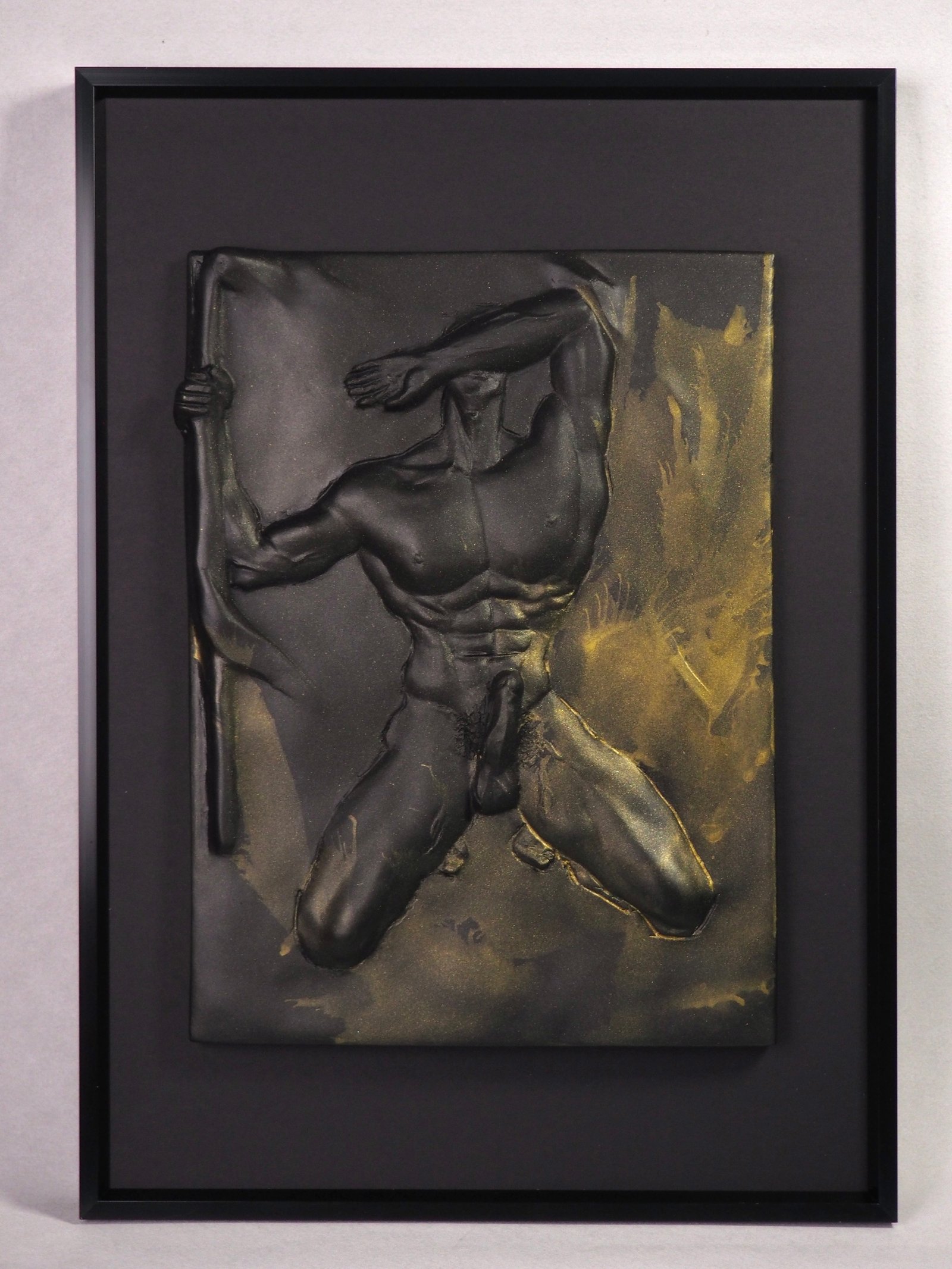 Detail view of Overcome Gold Splash resin sculpture