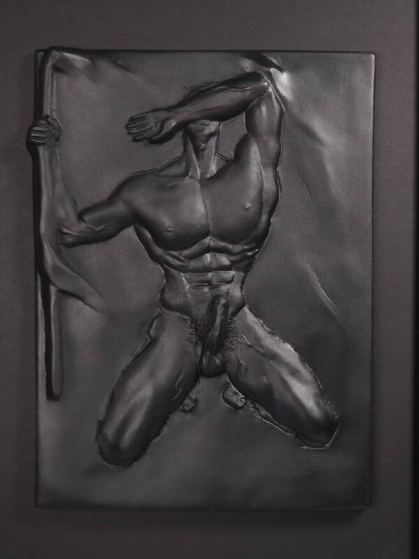 Overcome male torso wall relief sculpture by MASOMA