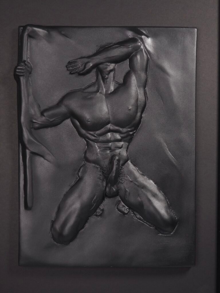 Overcome male torso wall relief sculpture by MASOMA