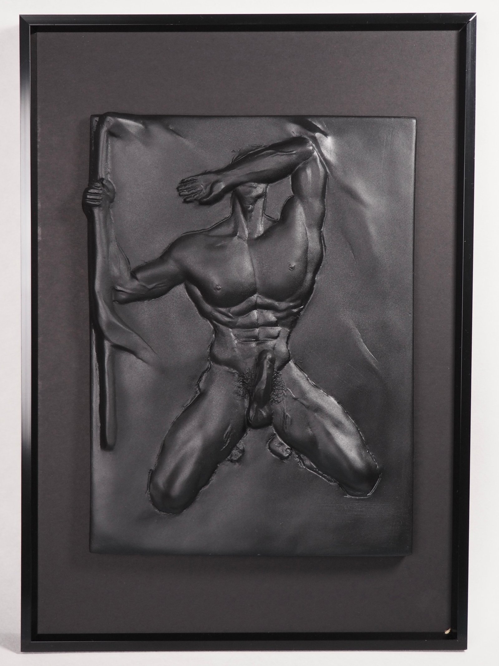 Detail view of Overcome Pure Black resin sculpture