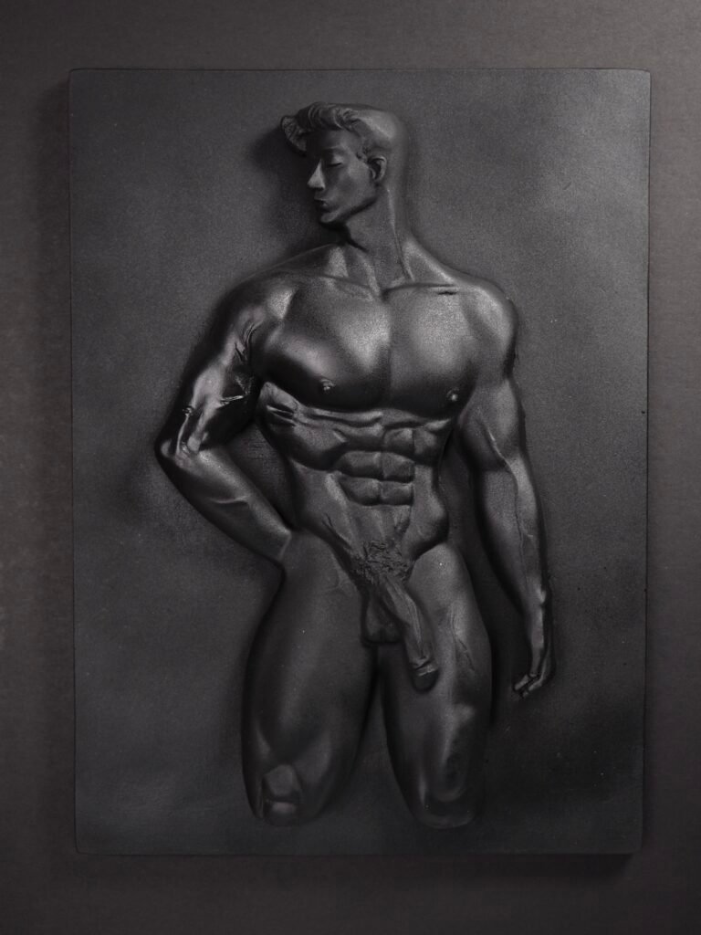 Quiet Dominion masculine wall relief for adult collectors by MASOMA