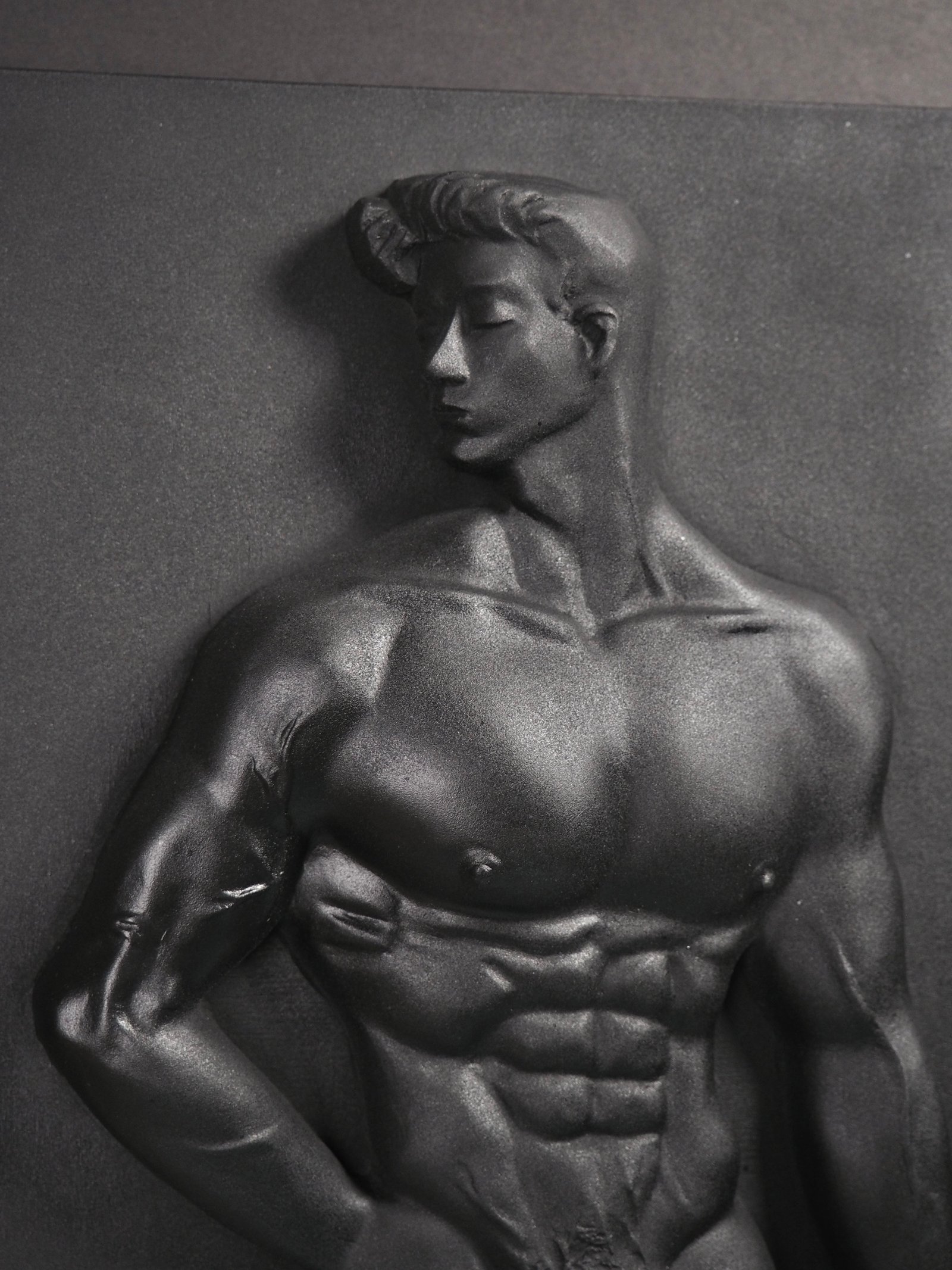 Detail view of Quiet Dominion Pure Black resin sculpture
