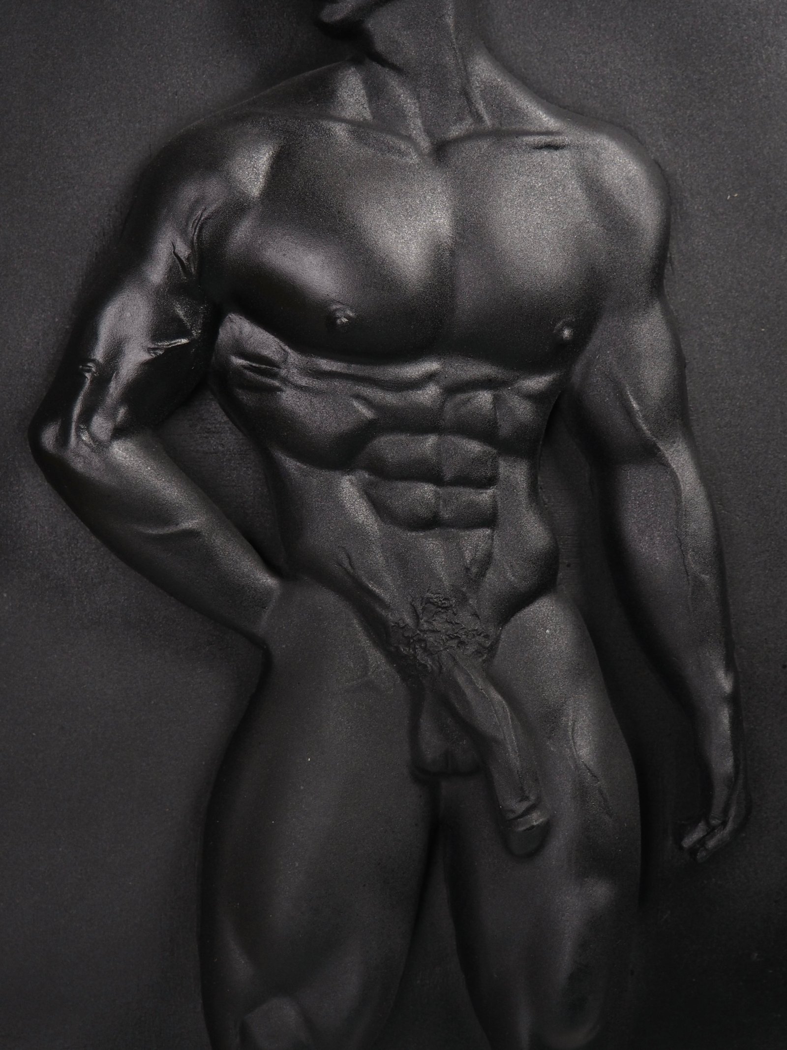 Detail view of Quiet Dominion Pure Black resin sculpture
