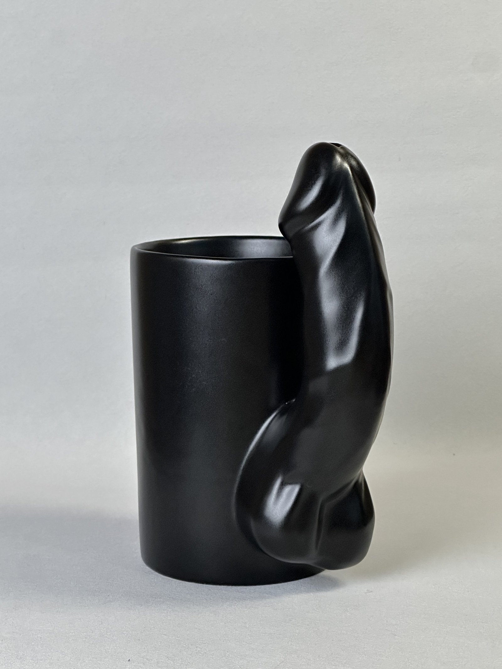 Detail view of Take Hold Black ceramic sculpture