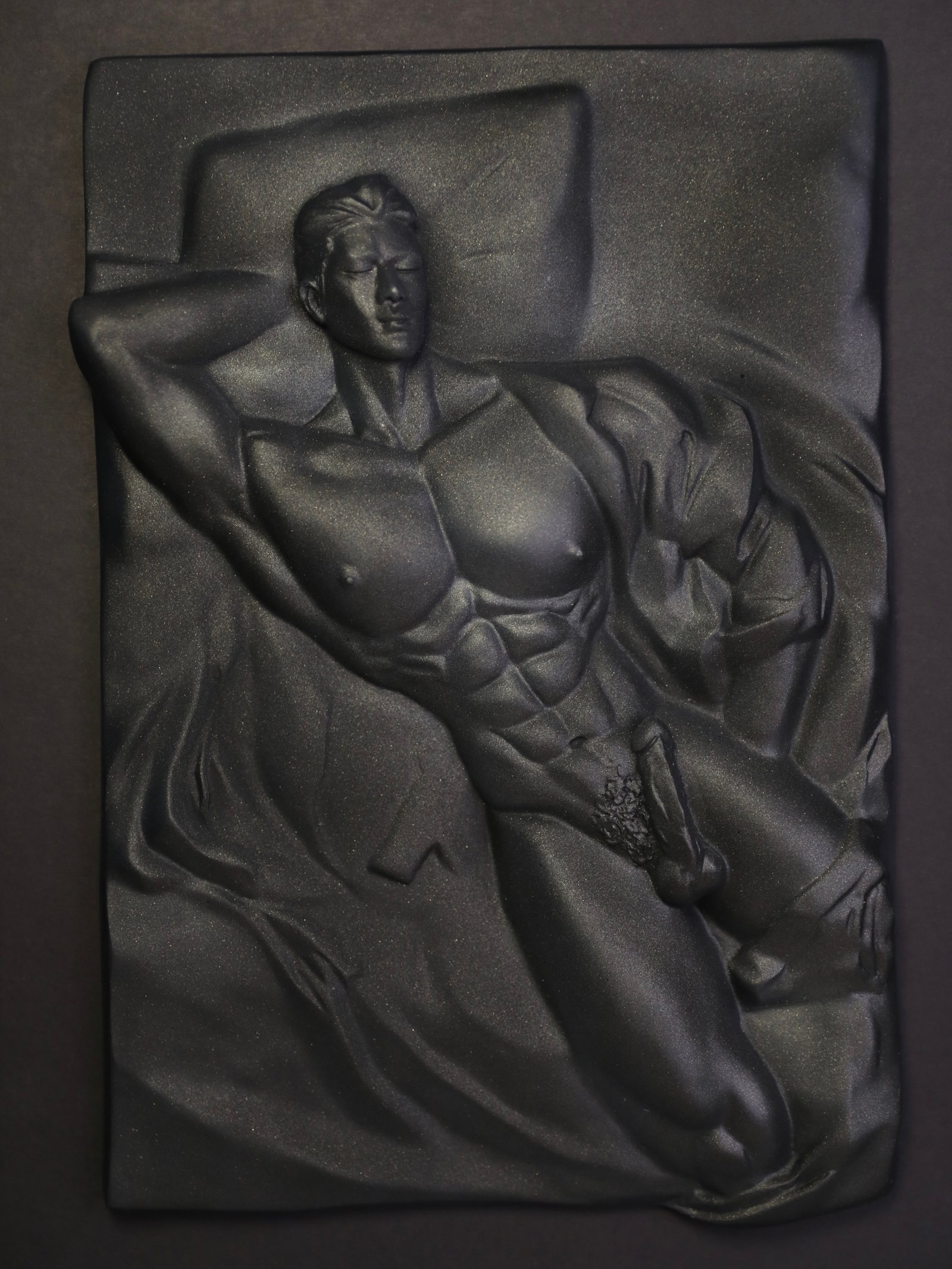 Threshold of Gold Black Gold resin male form wall relief