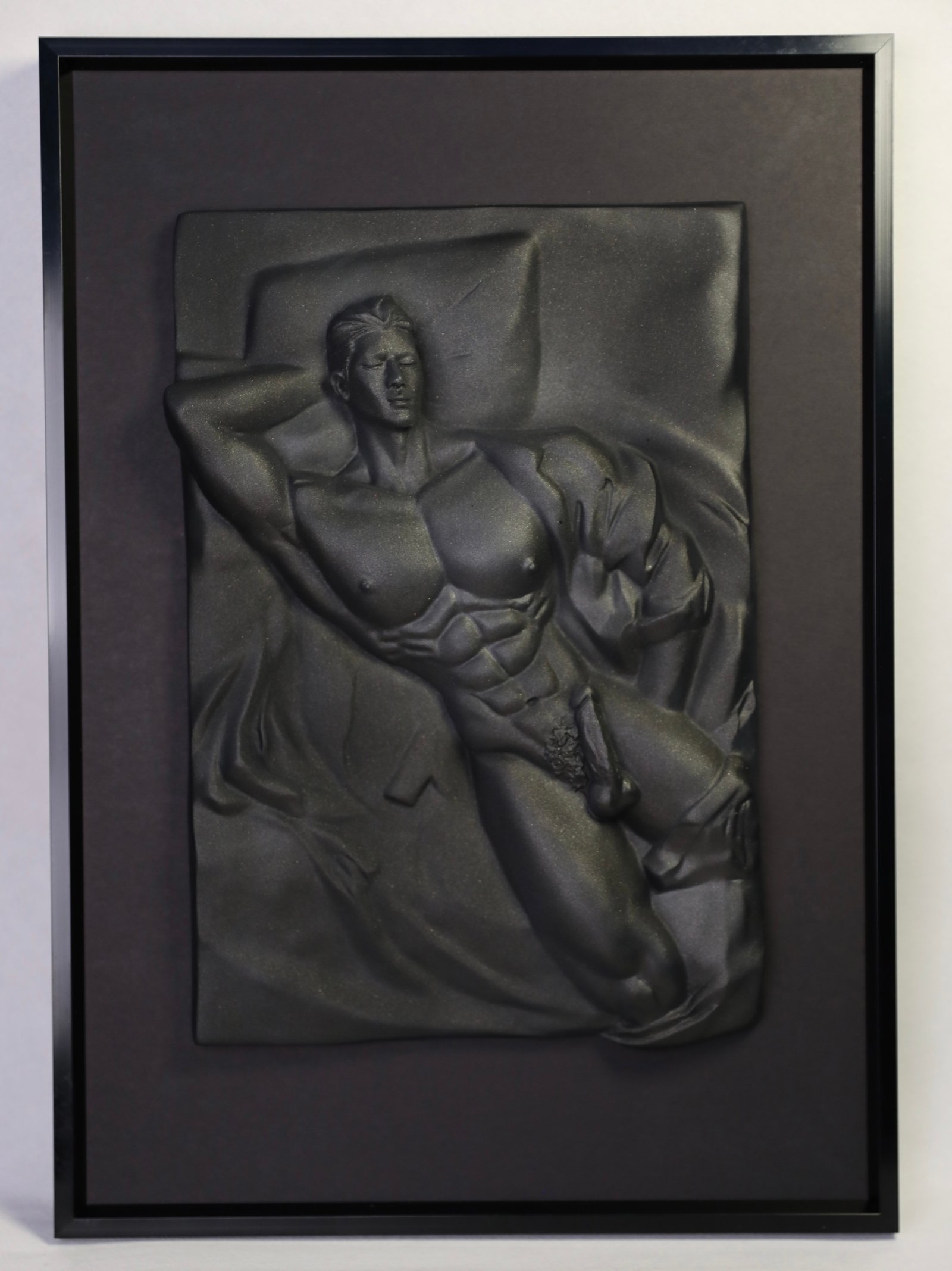 Detail view of Threshold of Gold Black Gold resin relief