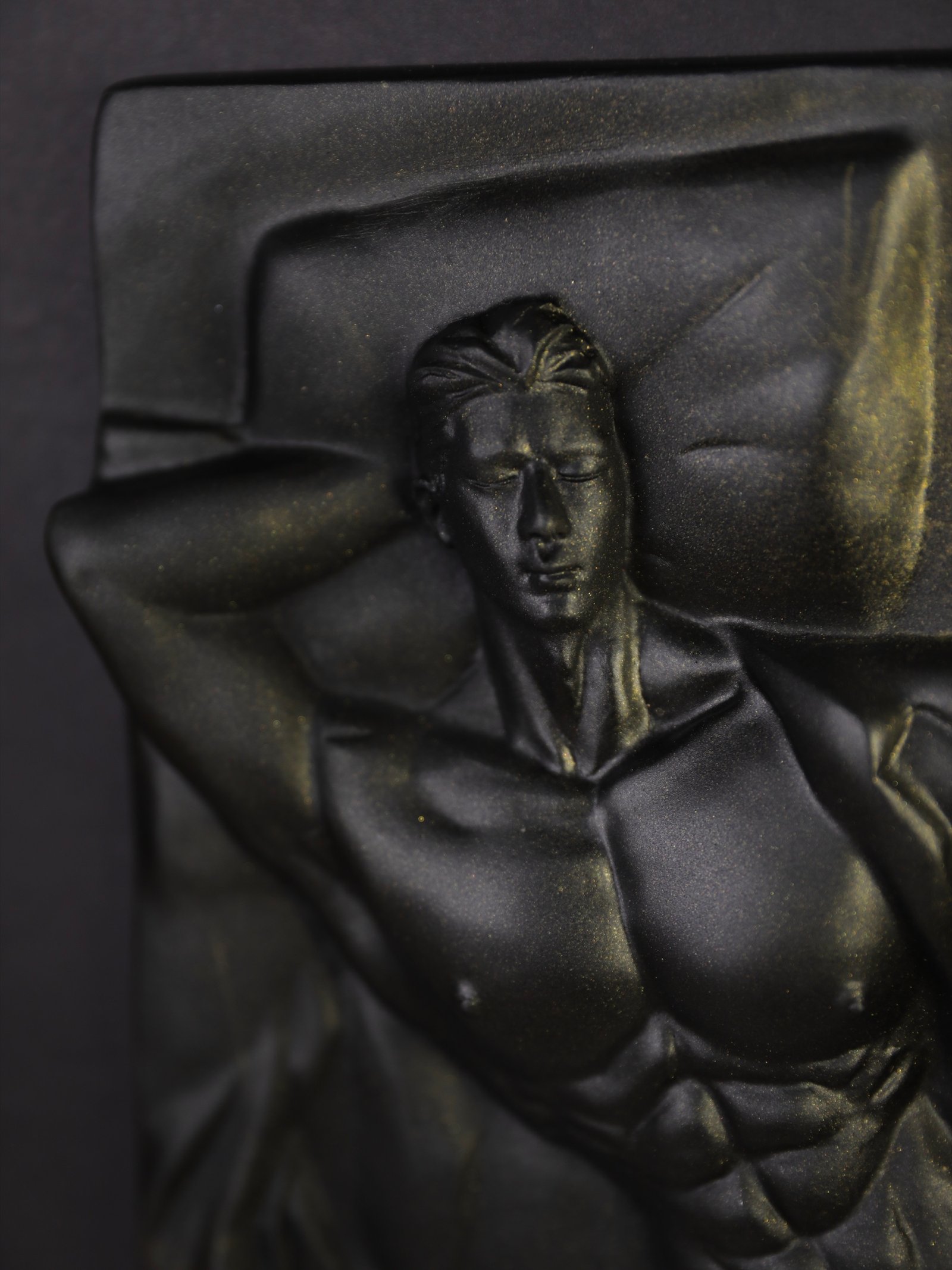 Detail view of Threshold of Gold Gold Splash resin relief