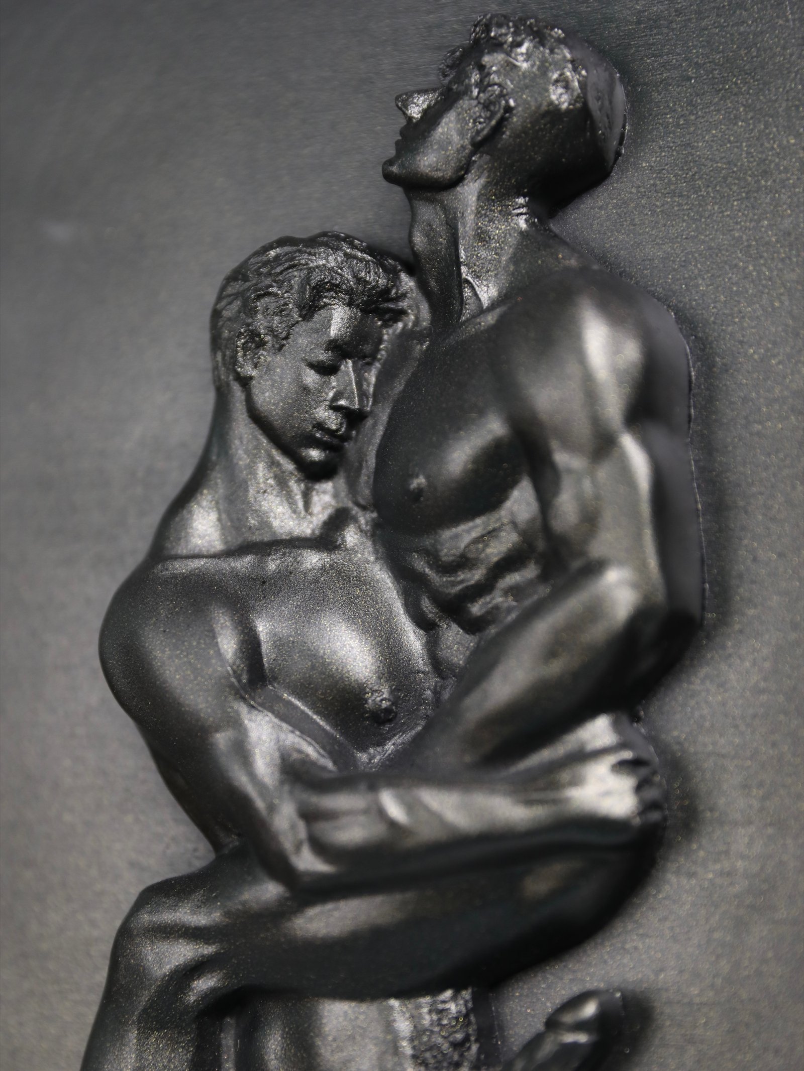 Detail view of Where We Yield Black Gold resin sculpture