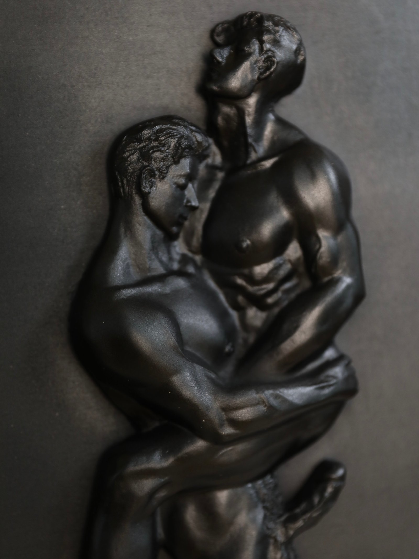 Detail view of Where We Yield Pure Black resin sculpture