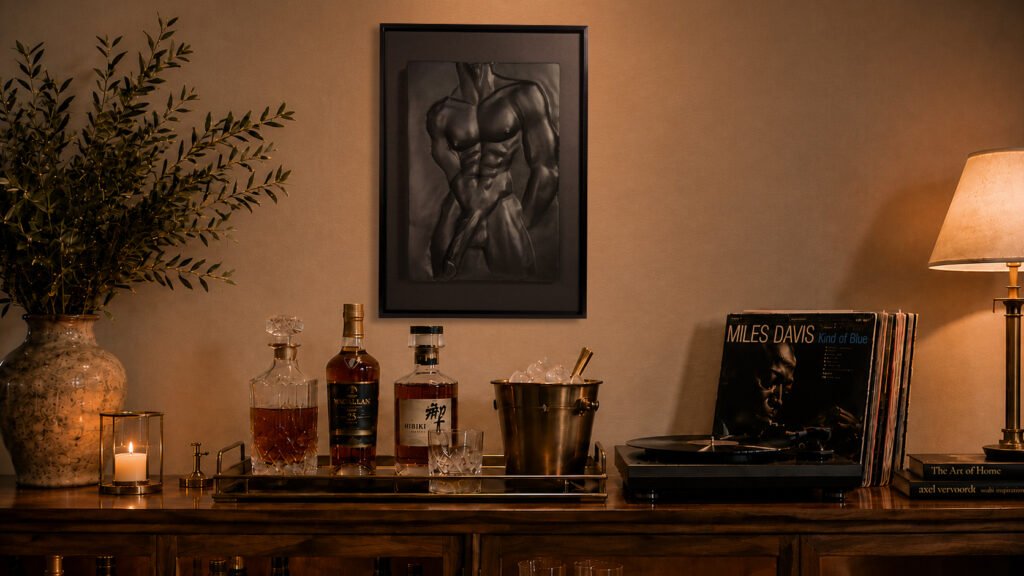 Scene photo of Beyond Measure Black Gold wall relief in a private room by MASOMA
