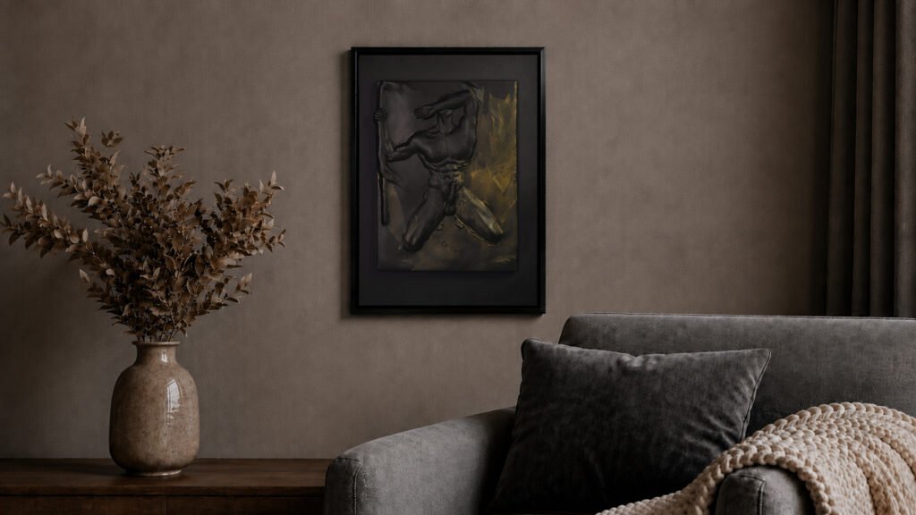 Scene photo of Overcome Gold Splash wall relief in a private room by MASOMA